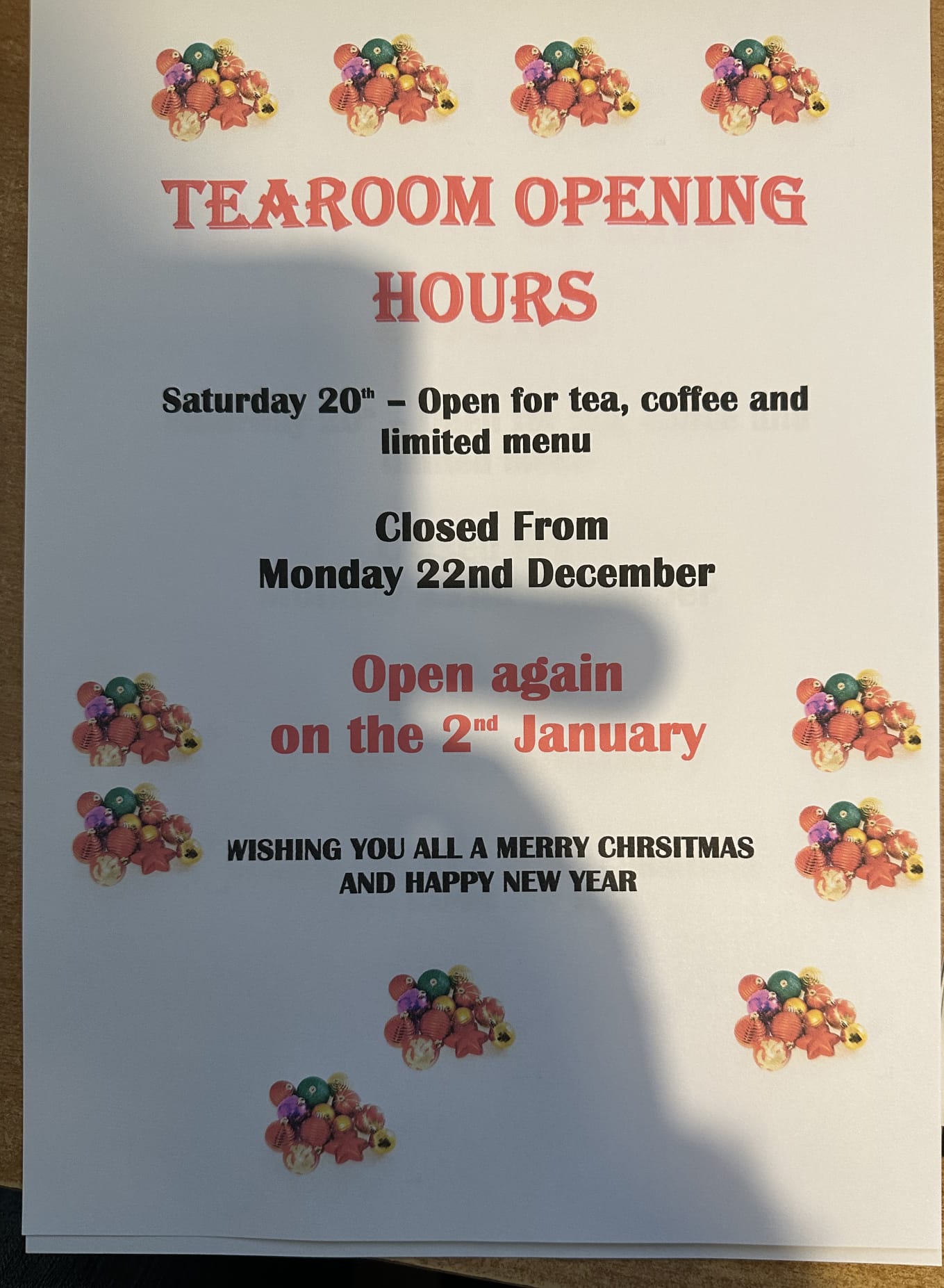 christmas opening hours